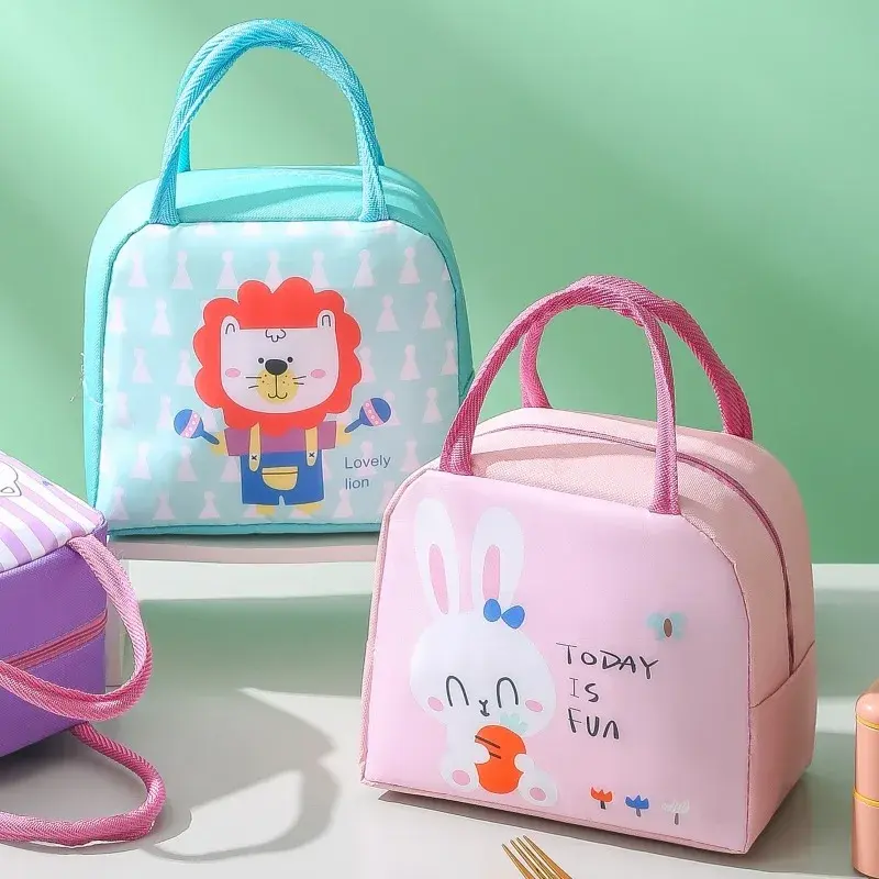 Cartoon Lunch Bag Thermal Insulation Aluminum Film High Quality Waterproof Oxford Cloth Portable Lunch Bags Picnic Insulated Bag
