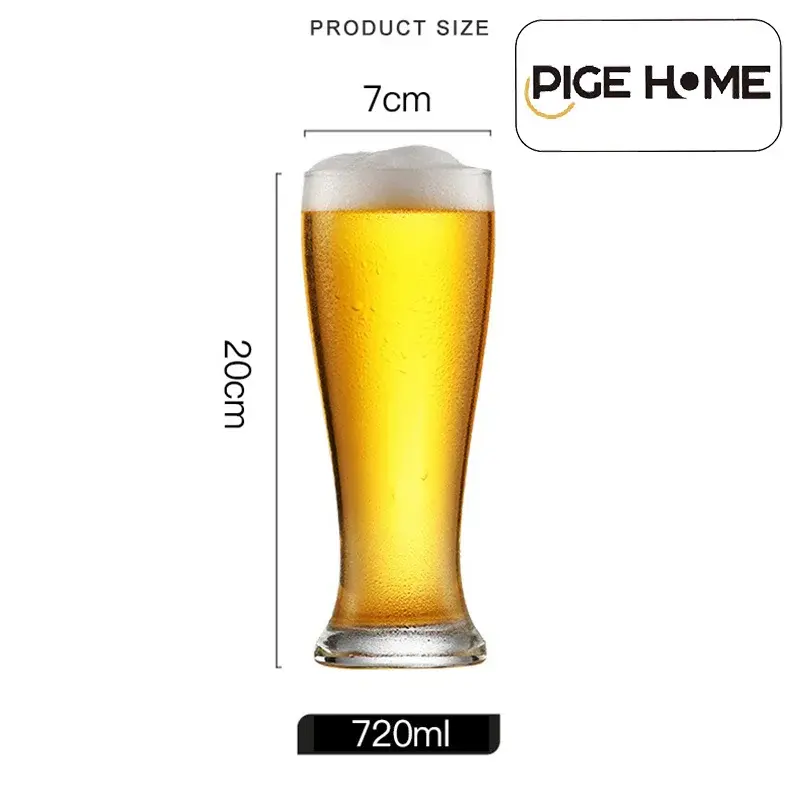 PIGE HOME 470ML High Waist Transparent Beer Glass Streamlined Whiskey Glass Beer Cup for Bar Party Cold Drinking Cup Drinkware