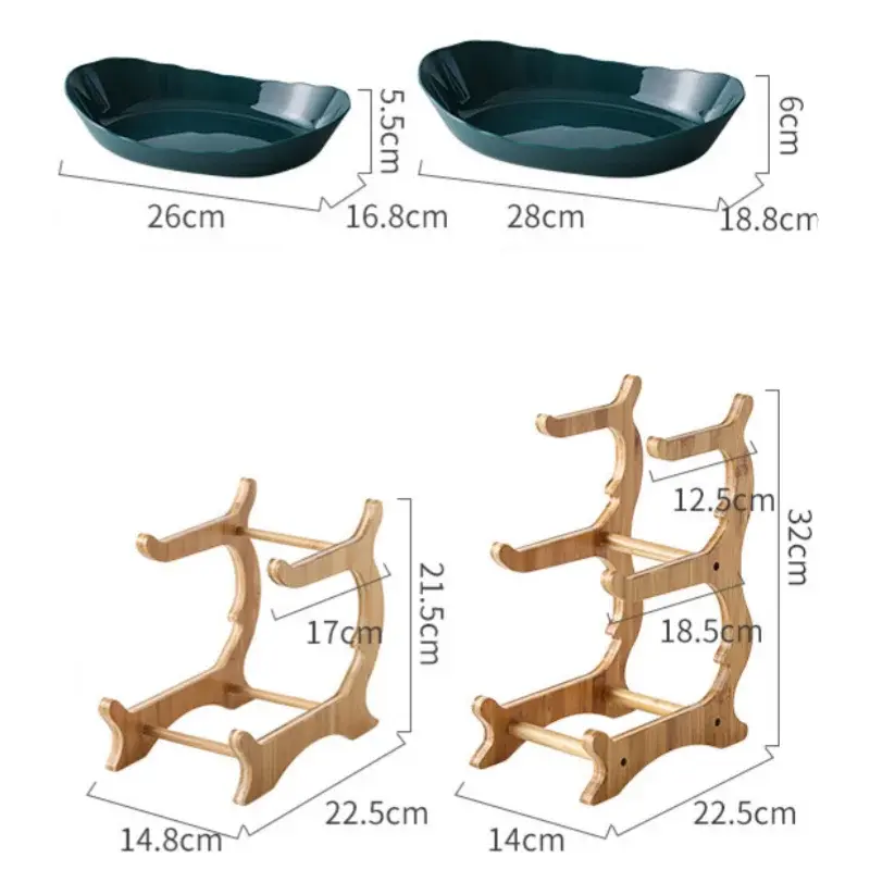 2/3 Layer Table Plates Dinnerware Wooden Kitchen Fruit Bowl with Floors Partitioned Dish Candy Cake Trays Fruit Plate Salad Bowl