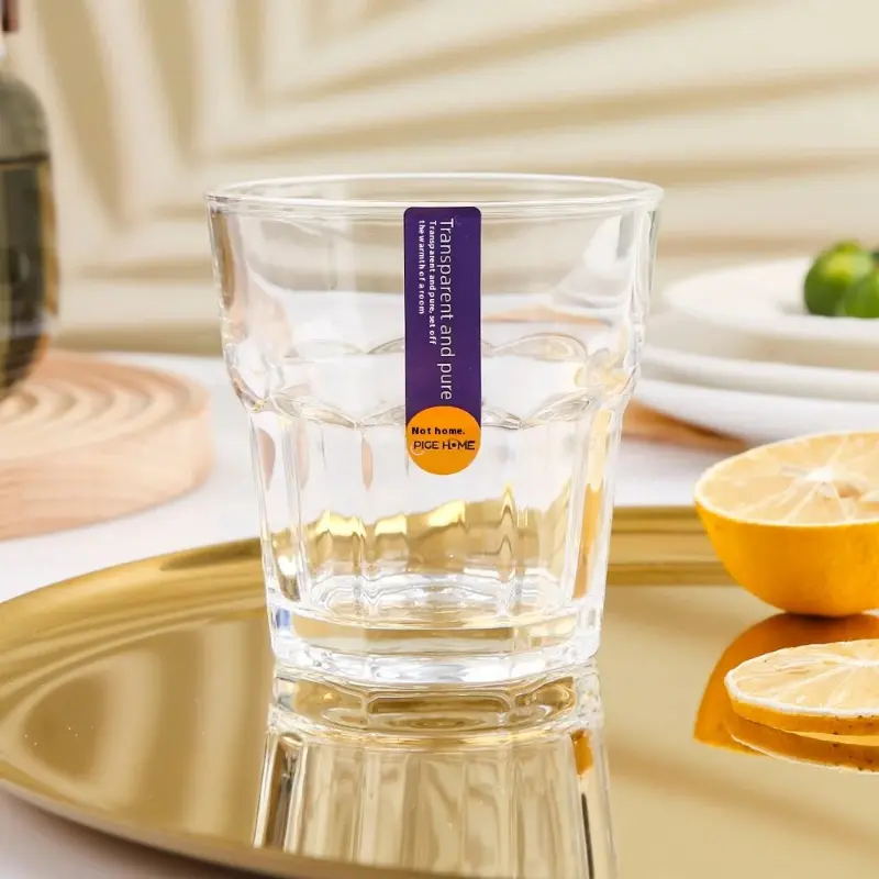 PIGE HOME 2/6Pcs Whiskey Glass Set Soda-lime Glass Transparent Wine Glass Home Octagonal Tea Cup for Bar Party Liquor Cup Set