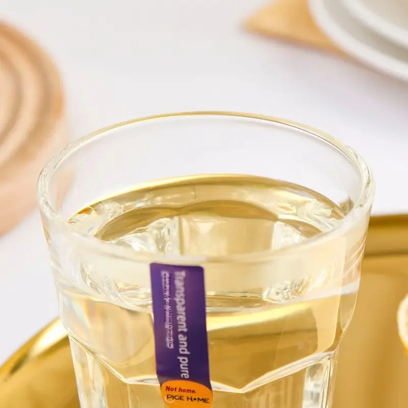 PIGE HOME 2/6Pcs Whiskey Glass Set Soda-lime Glass Transparent Wine Glass Home Octagonal Tea Cup for Bar Party Liquor Cup Set