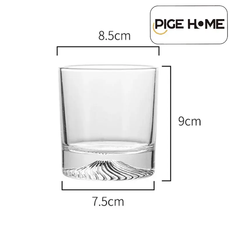 PIGE HOME 290ML Simple Whiskey Glass Threaded Bottom Retro Beer Glass Transparent Glass Cocktail Glass Bar Party Hockey Glass