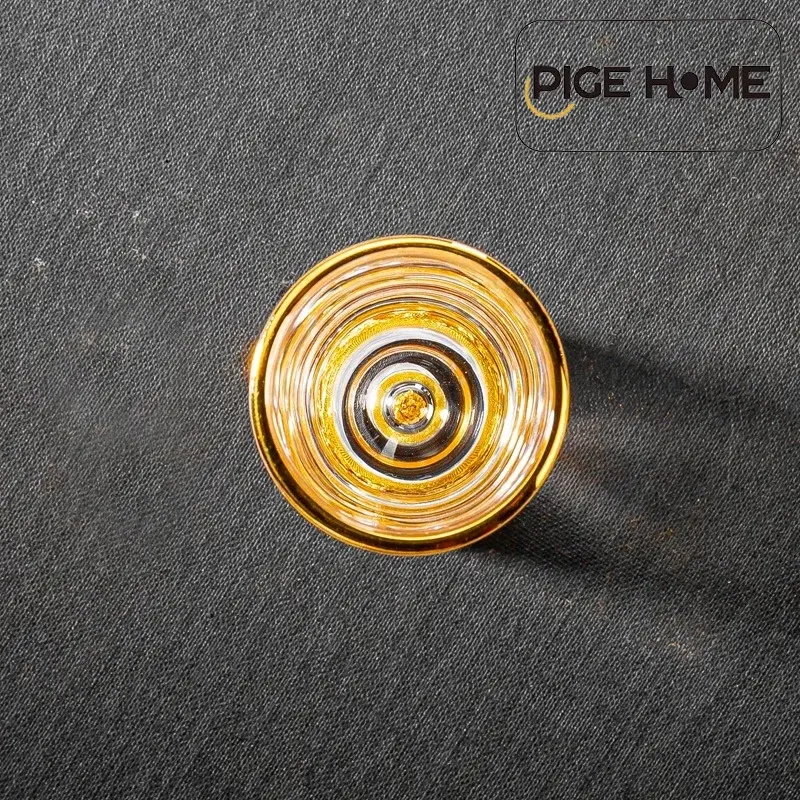 PIGE HOME 50/100ML Crystal Glass Wine Cup with Scale Gold Foil Clear Whiskey Cup Thickened Cup Bottom Round Mouth Home Drinkware