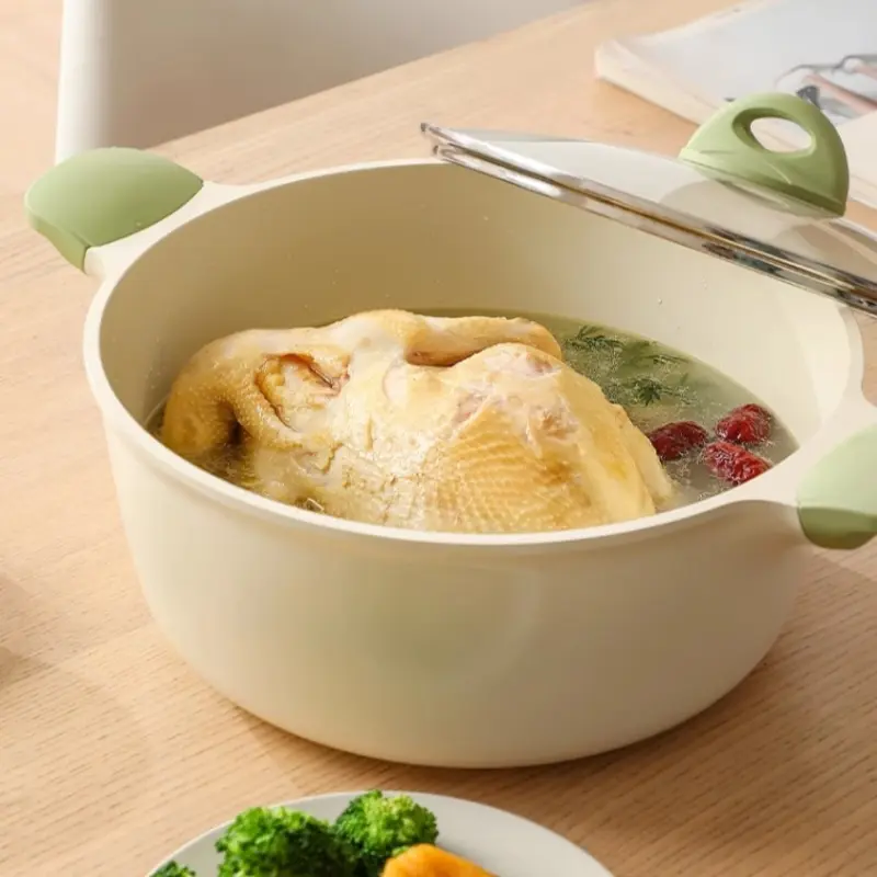 24/28cm Soup Pot Non Stick Thickened Large Capacity Household Cooking Pot Double Ear Stewing Pot Stewpan Kitchen Accessories