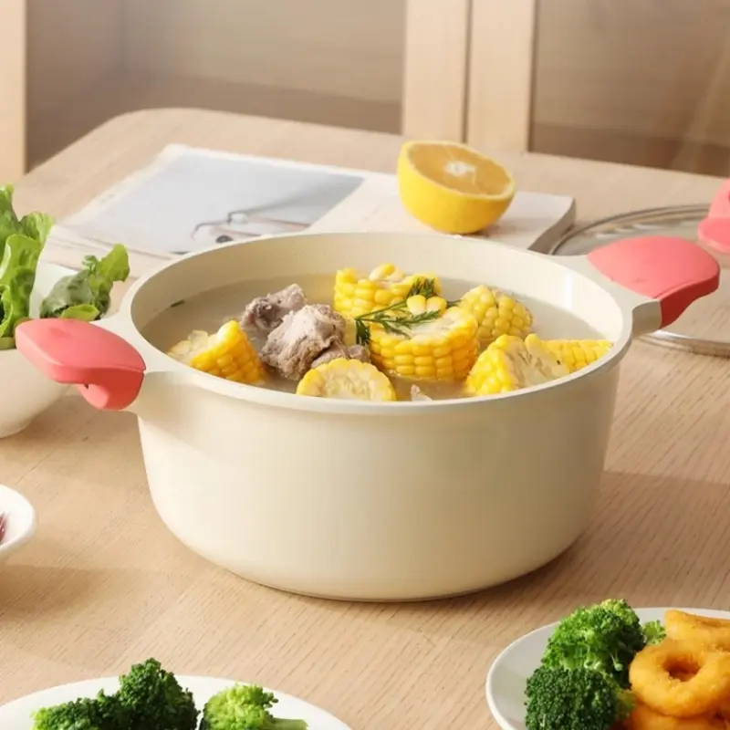 24/28cm Soup Pot Non Stick Thickened Large Capacity Household Cooking Pot Double Ear Stewing Pot Stewpan Kitchen Accessories