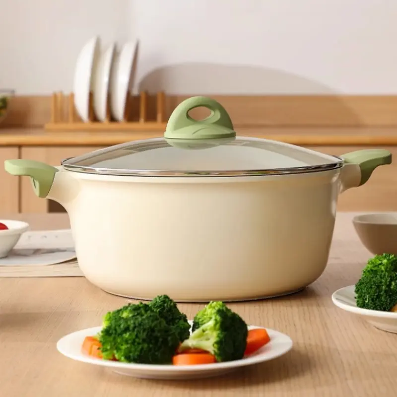 24/28cm Soup Pot Non Stick Thickened Large Capacity Household Cooking Pot Double Ear Stewing Pot Stewpan Kitchen Accessories