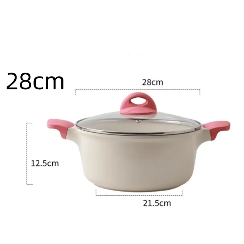 24/28cm Soup Pot Non Stick Thickened Large Capacity Household Cooking Pot Double Ear Stewing Pot Stewpan Kitchen Accessories
