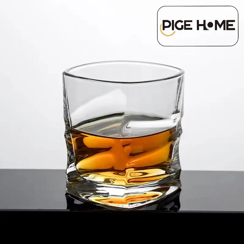 PIGE HOME 1/2/6Pcs Creative Crease Cocktail Glass Wine Cup for Gin Voldka Brandy European Style Whiskey Glass Set Bar Drinkware