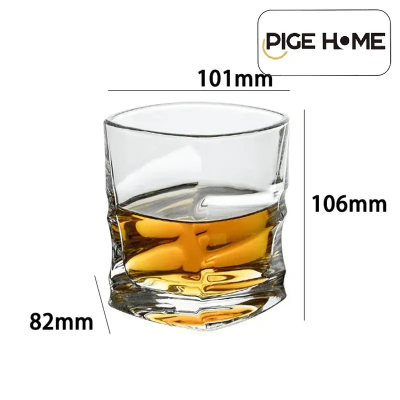 PIGE HOME 1/2/6Pcs Creative Crease Cocktail Glass Wine Cup for Gin Voldka Brandy European Style Whiskey Glass Set Bar Drinkware