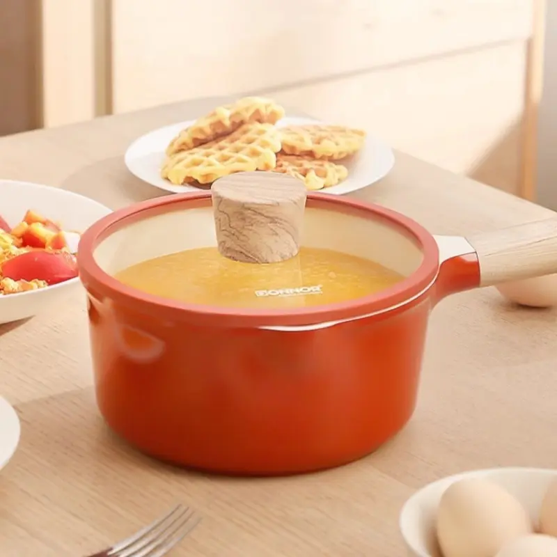 Milk Pan Non-Stick Pan Food Supplement Pot Ramen Pot with Lid Home Kitchen Cooking Utensil Induction Cooker Gas Stove Universal