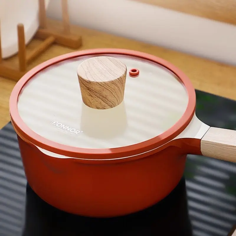 Milk Pan Non-Stick Pan Food Supplement Pot Ramen Pot with Lid Home Kitchen Cooking Utensil Induction Cooker Gas Stove Universal