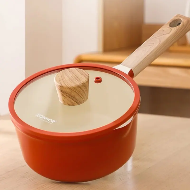 Milk Pan Non-Stick Pan Food Supplement Pot Ramen Pot with Lid Home Kitchen Cooking Utensil Induction Cooker Gas Stove Universal