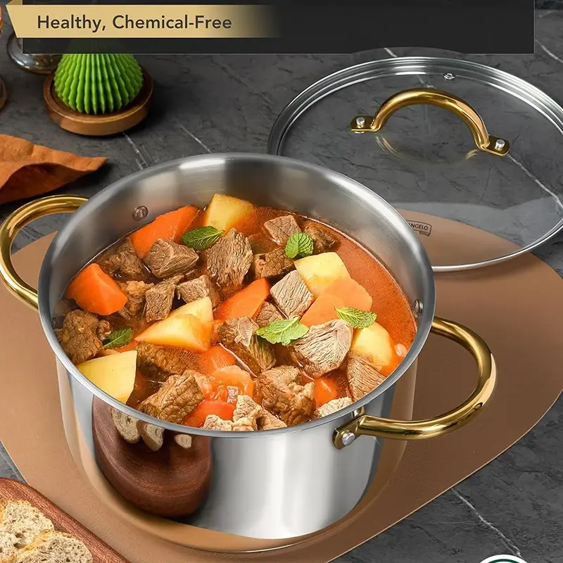 MICHELANGELO 6/8/10QT Stainless Steel Stock Pot with Lid Cooking Pot with Riveted Handle Induction Compatible Soup Pot Oven Safe