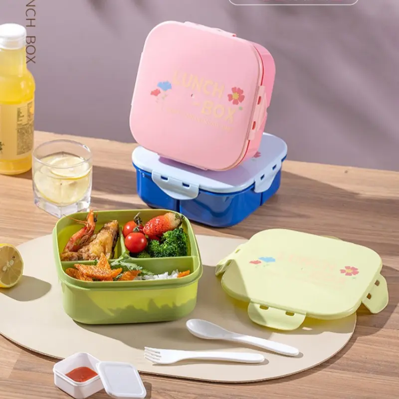 Square Lunch Box Portable Students Lunchbox Fruit Food Containers Picnic Travel Camping Outdoor Bento Box Dinnerware Child Gift