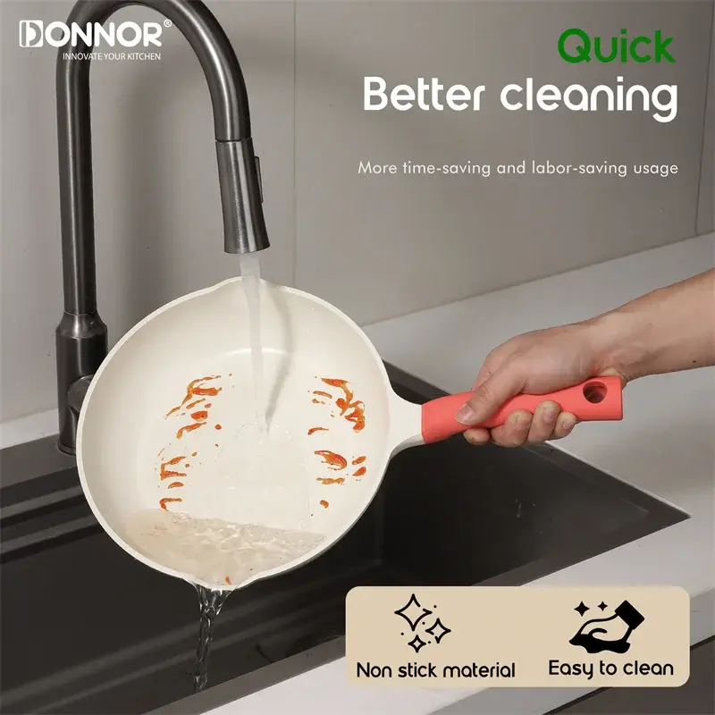 DONNOR Non Stick Pan Set Ceramic Frying Pan 2/4/13pcs Uncoated Lectromagnetic Stove Universal Soup Pot Removable Kitchen Tools