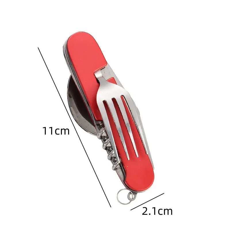 4 in 1 Folding Tableware Detachable Camping Utensils Stainless Steel Knife Fork Spoon Opener Portable Outdoor Travel Cutlery