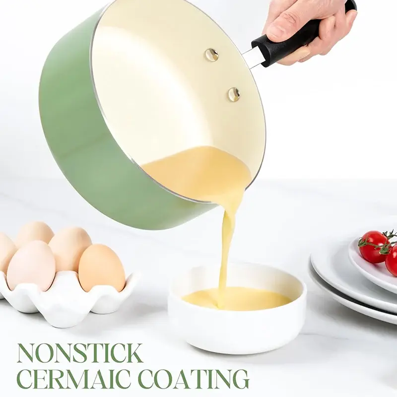 MICHELANGELO Non-stick Stew Pot with Lid Ceramic Coated Sauce Pot with Anti-scalding Handle Aluminum Multi-function Cooking Pot