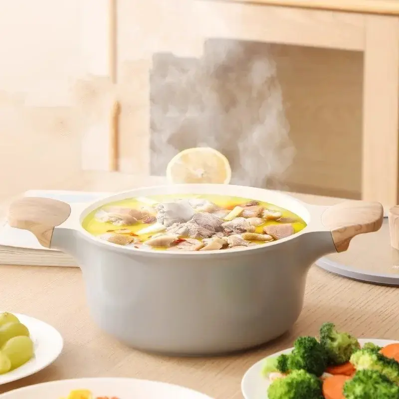 DONNOR Non-stick Soup Pot Cook Congee Saucepan Double Ear Stewing Pot Household Cookware Induction Cooker Gas Stove Cooking Pots