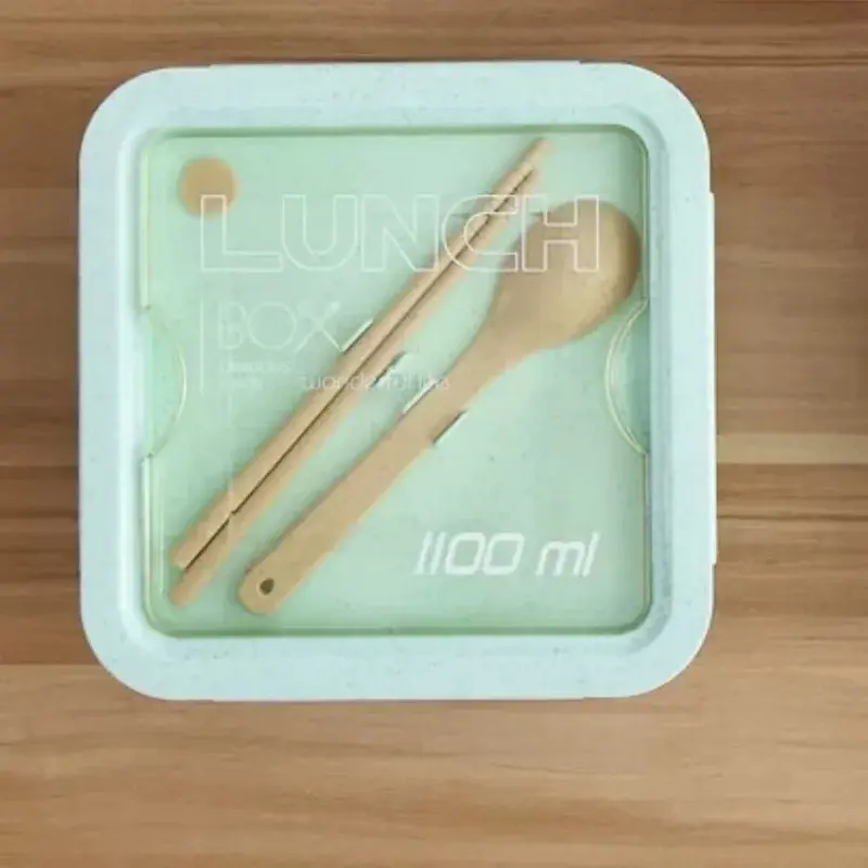 850/1100ML wheat straw lunch box bento box Microwave oven Students with lid canteen simple lunch box rectangular portable