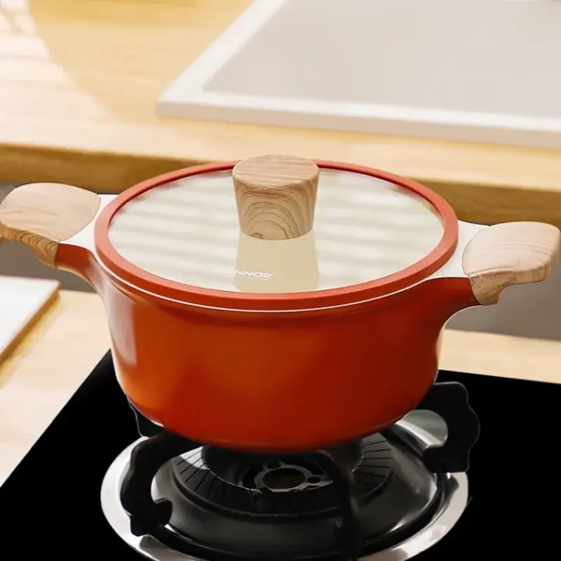 DONNOR Non-stick Soup Pot Cook Congee Saucepan Double Ear Stewing Pot Household Cookware Induction Cooker Gas Stove Cooking Pots