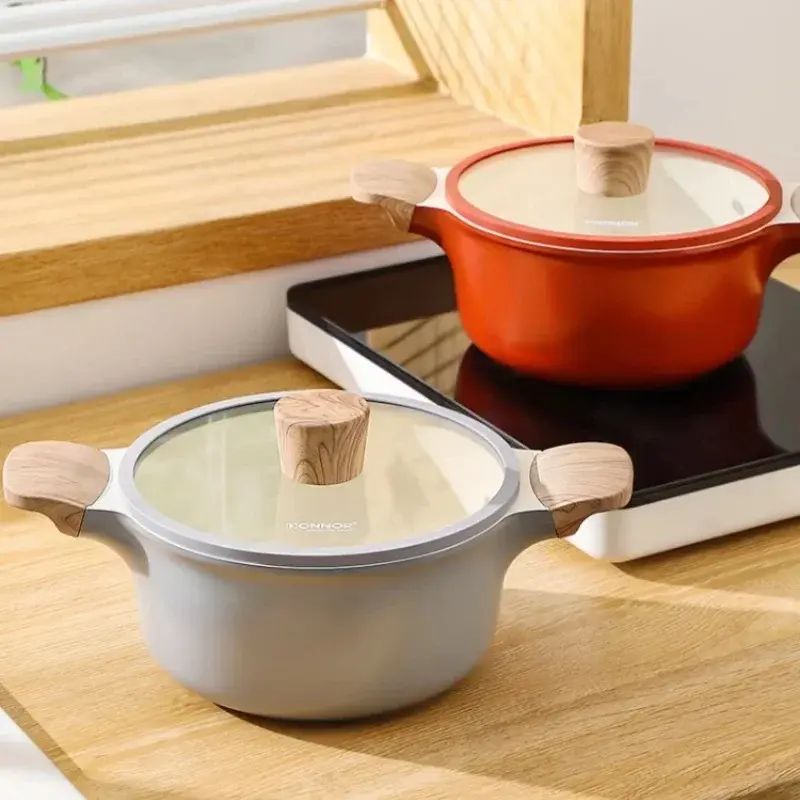DONNOR Non-stick Soup Pot Cook Congee Saucepan Double Ear Stewing Pot Household Cookware Induction Cooker Gas Stove Cooking Pots