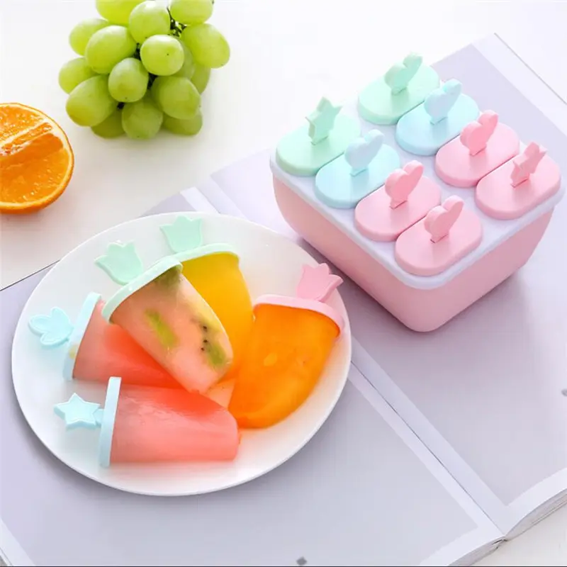 Popsicle Molds 8 Grids Ice Pop Mould Food Grade Plastic Ice Cream Mold DIY Homemade Reusable Bar Party Summer Kitchen Gadgets