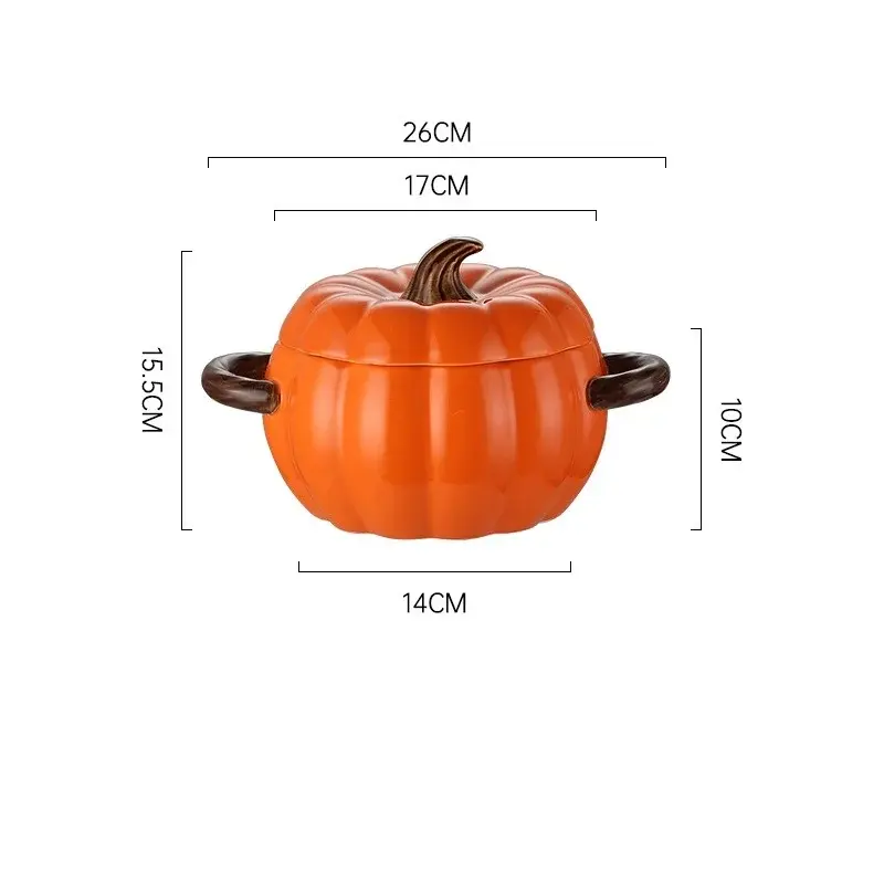 Ceramic Soup Pot with Lid Creative Pumpkin Binaural Soup Bowl Noodle Bowl for Household Large Soup Bowl Flour  Special