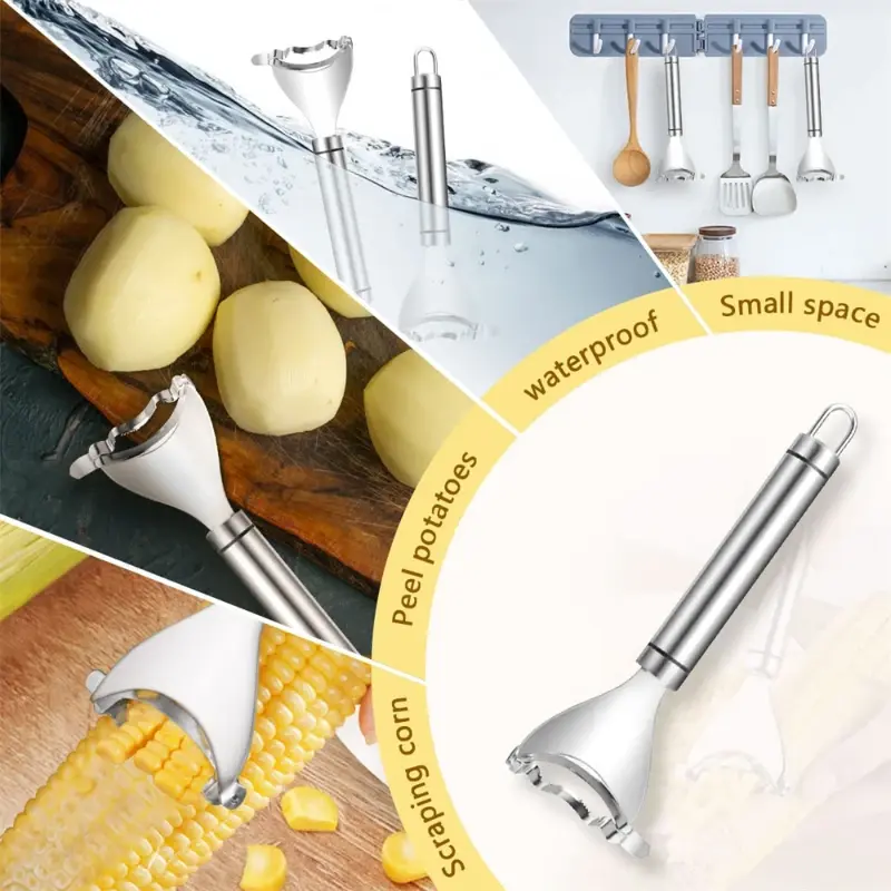 1/2Pcs Stainless Steel Corn Peeler Serrated Corn Stripper Peelers Cob Particle Separator Fruit Vegetable Gadget Kitchen Tools