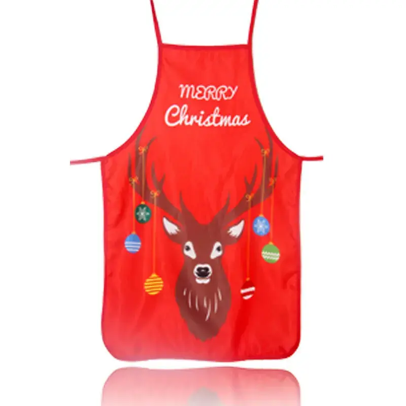1Pcs Christmas Apron Santa Claus Snowman Elk Snowflake Color Printing Pattern Aprons Household Xmas New Year Cartoon Decoration