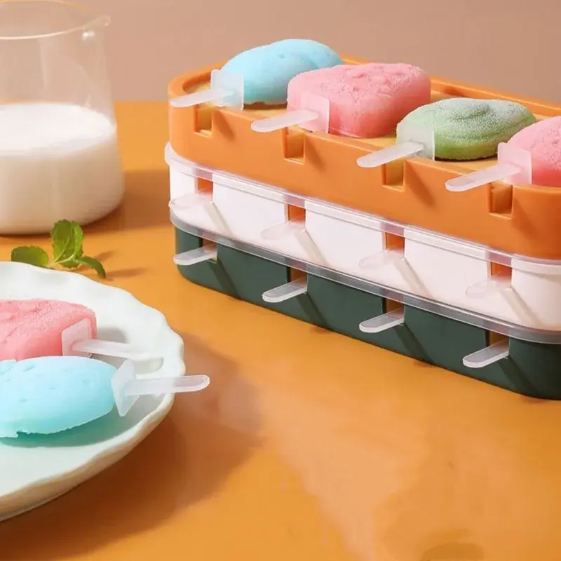 4 Gird Ice Cream Silicone Molds Ice Mould Cover Large Capacity Homemade Popsicle Mould Tray Kitchen Gadgets Accessories