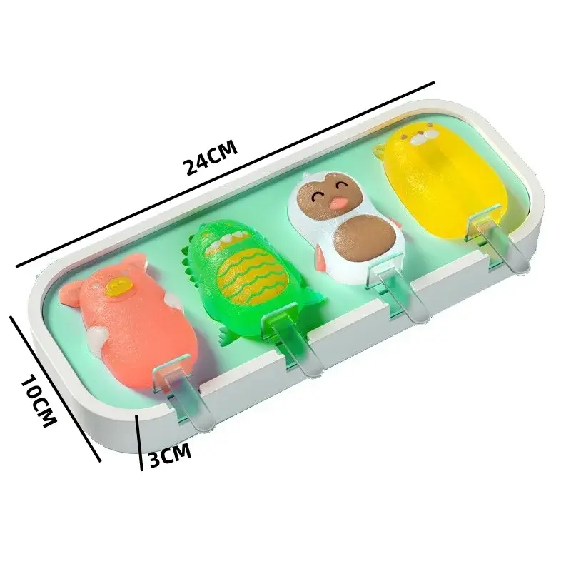 4 Gird Ice Cream Silicone Molds Ice Mould Cover Large Capacity Homemade Popsicle Mould Tray Kitchen Gadgets Accessories