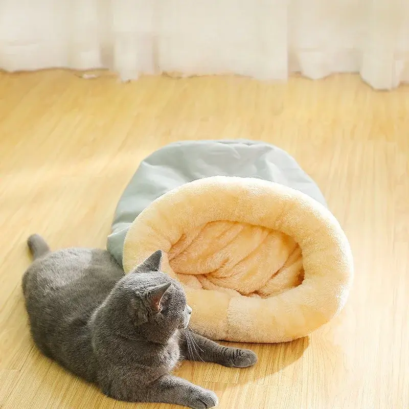 Cat Sleeping Bag Semi-enclosed Cat Nest Warm Small and Medium-sized Pet Nest Removable and Washable Pet House Pet Supplies Gifts