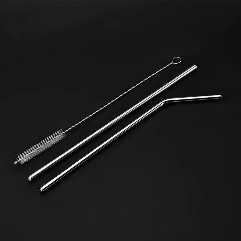 1set Stainless Steel  Straws with Brush - Set of 5 - Reusable and Washable,Perfect for Smoothies Milkshakes Tea Juice