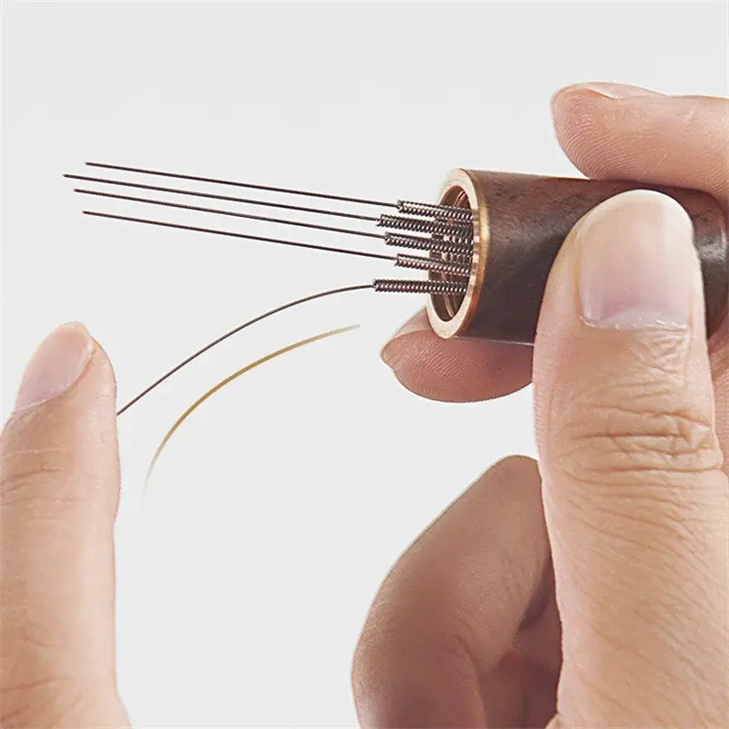 ​​5/6/8 Needles Coffee Powder Distributor Stainless Steel Espresso Coffee Powder Stirrer Wood Handle WDT Tool Barista Accessory