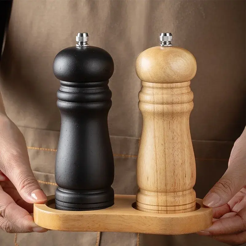 Wooden Pepper Grinder Solid Seasoning Grinding Tools Salt Pepper Mill Adjustable Household Condiment Bottle Kitchen Gadgets