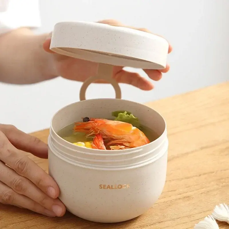 Cutlery Set Wheat Straw Lunch Box Water Cup Soup Bowl Food Storage Container Office Workers Student Picnic Portable Dinnerware