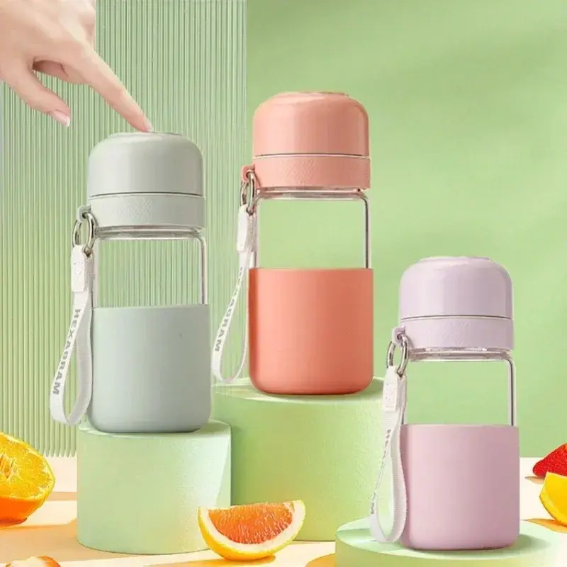 360ML Portable Water Cup Leak-proof Heat-resisting Glass Drinking Bottle Milk Coffee Cups Travel Household Office Water Mug Gift