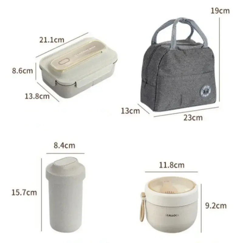 Cutlery Set Wheat Straw Lunch Box Water Cup Soup Bowl Food Storage Container Office Workers Student Picnic Portable Dinnerware