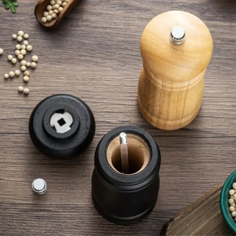 Wooden Pepper Grinder Solid Seasoning Grinding Tools Salt Pepper Mill Adjustable Household Condiment Bottle Kitchen Gadgets