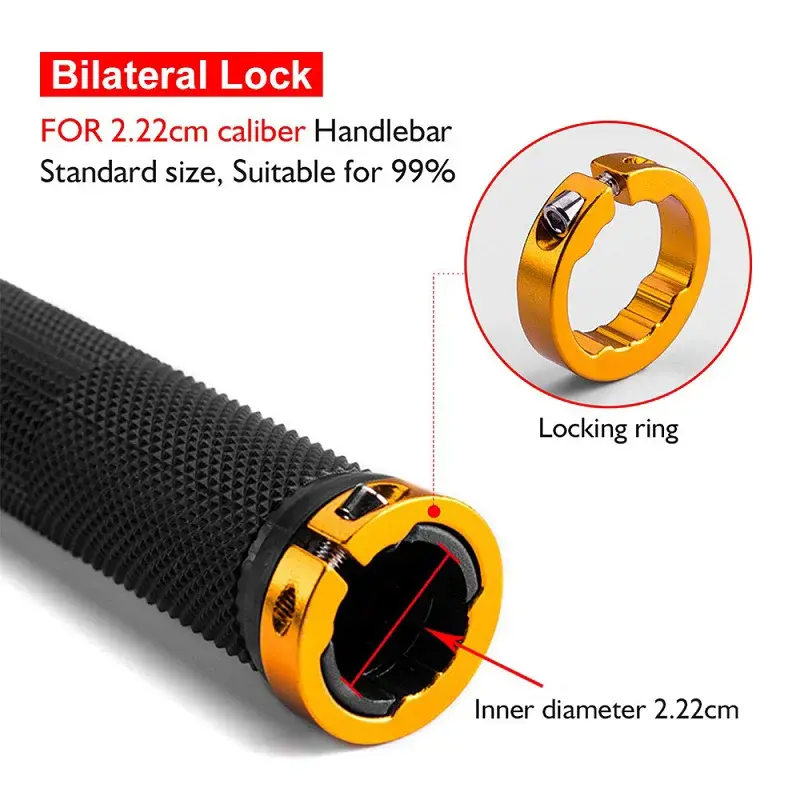 PE Rubber MTB Grips Alloy Cuffs Bilateral Lock Bicycle Handle Grip Anti-skid Cycling Handlebar Sleeve BMX Bike Accessories
