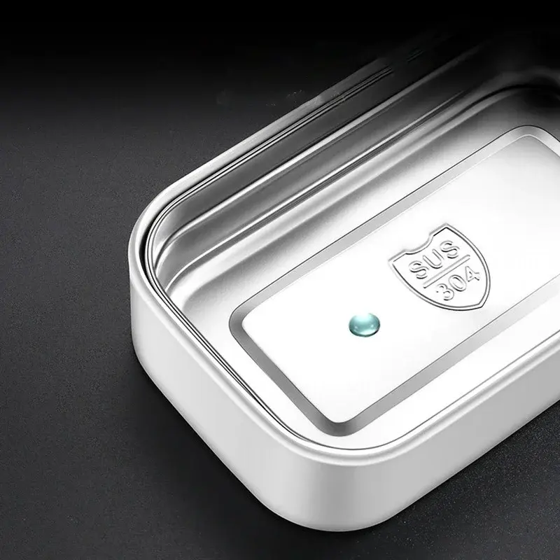 Stainless Steel Lunch Box 2 Layers Insulated Bento Box with Thermal Bag Microwavable Portable Food Container for Office School