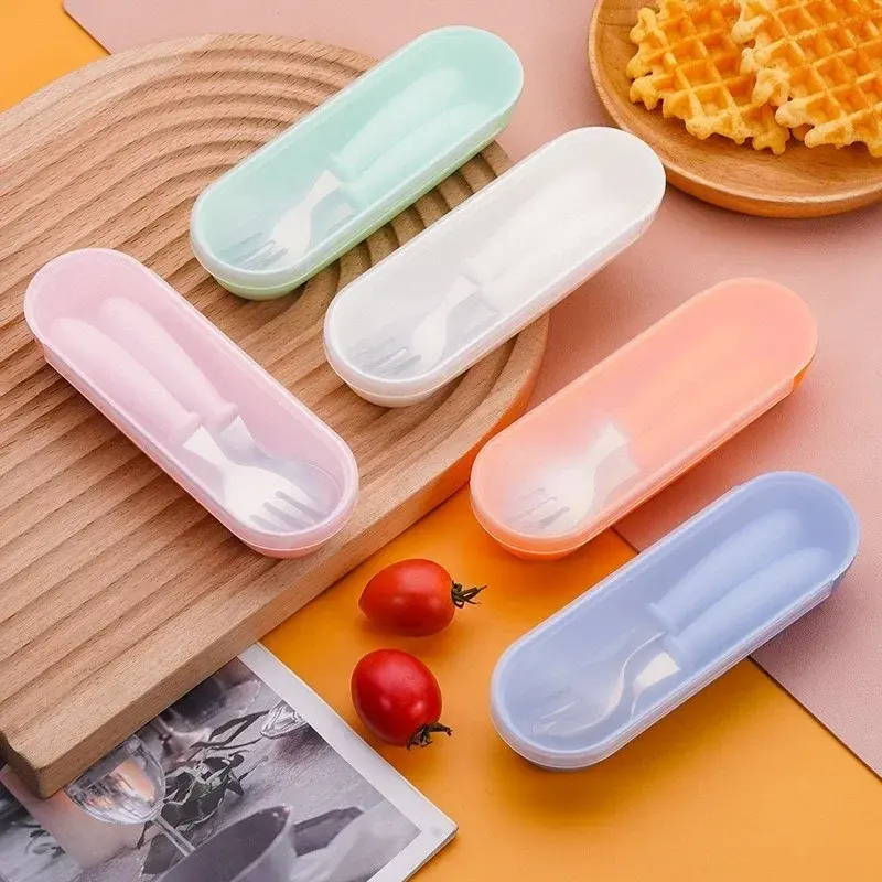 1set Gadgets Tableware Children Utensil Stainless Steel Toddler Dinnerware Cutlery Cartoon Infant Food Feeding Spoon Fork
