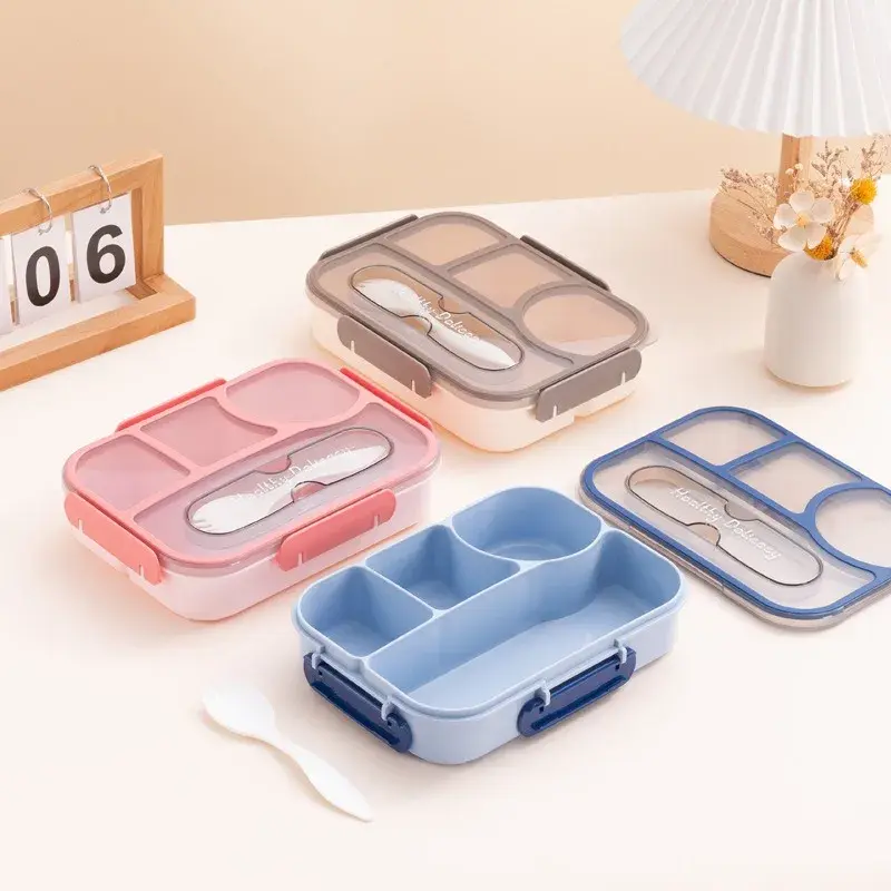 1100ml Bento Box Rectangle Square Microwavable Plastic Food Container Compartment Design School Picnic Office Portable Lunch Box