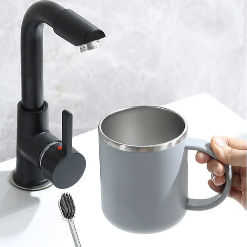 Toothbrush Cup Stainless Steel Cup with Handle Simple Style Large Capacity Home Student Dormitory Mouthwash Cups Wash Supplies