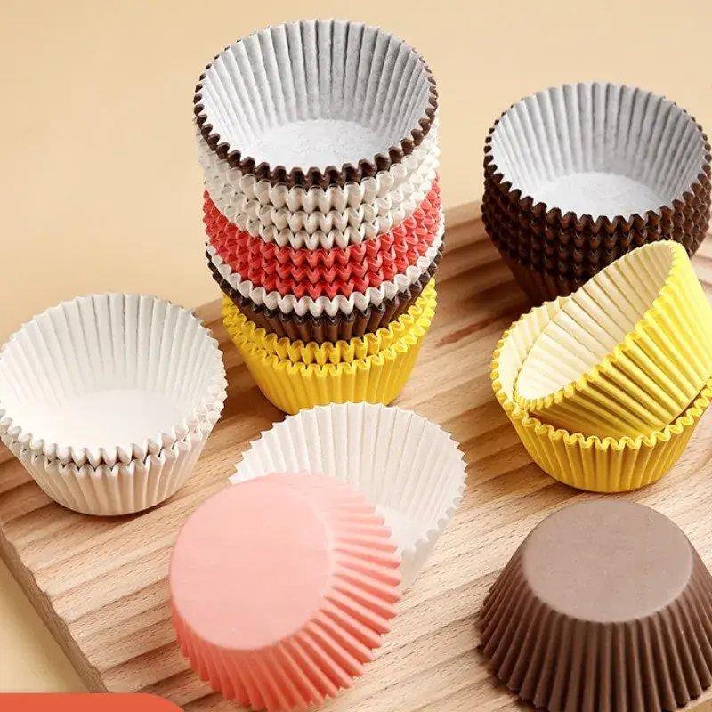 100Pcs Baking Paper Cupcake Moulds Food Grade Material ​Muffin Cupcake Holder Disposable Greaseproof Waterproof Baking Dessert