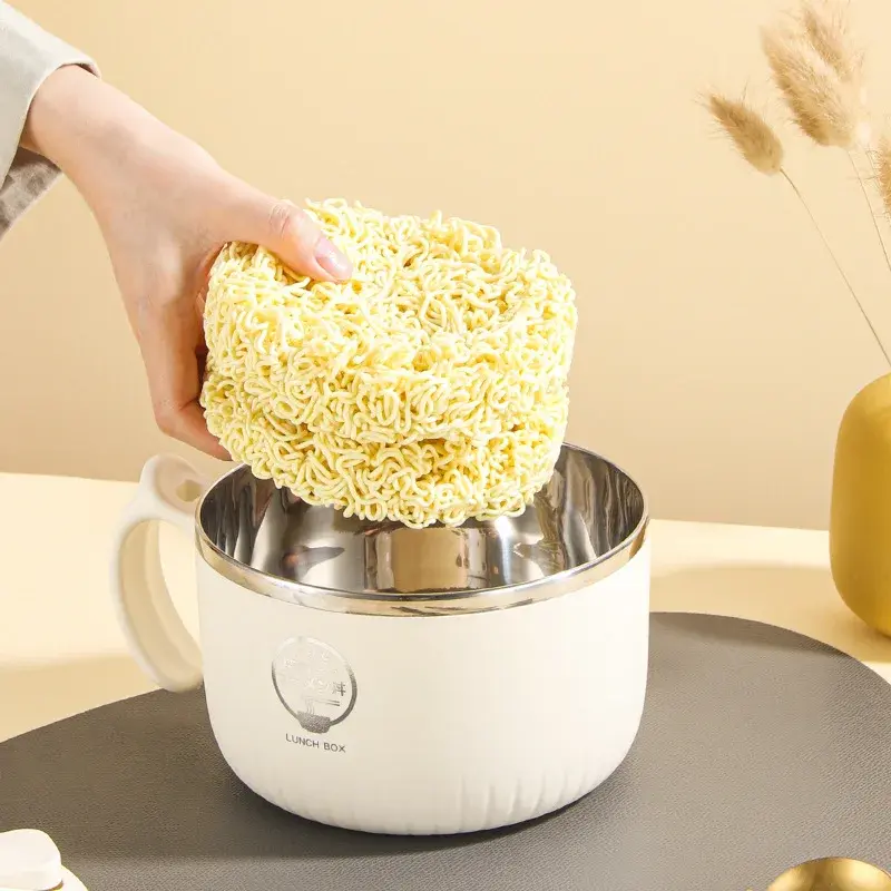 Large-capacity Noodle Bowl 304 Stainless Steel Soup Bowls with Lid School Office Insulation Bowls Heat Resistant Food Container