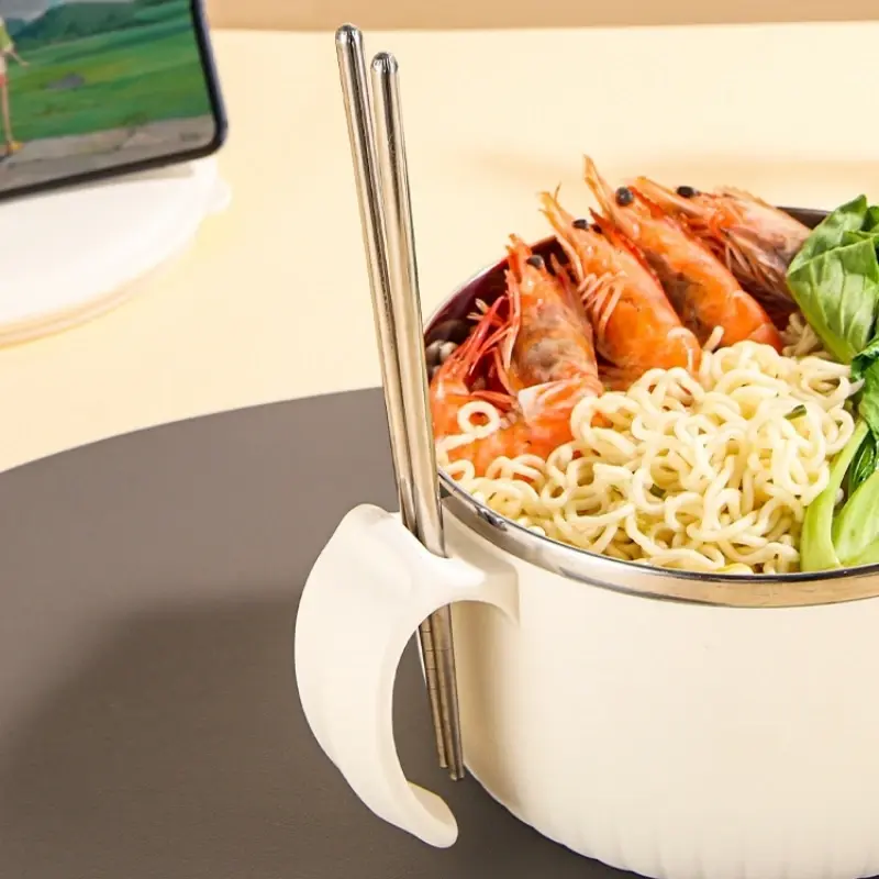 Large-capacity Noodle Bowl 304 Stainless Steel Soup Bowls with Lid School Office Insulation Bowls Heat Resistant Food Container