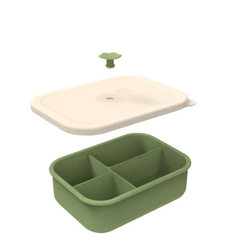 Silicone Lunch Box Four Compartment Leakproof Bento Box Microwavable Anti-fall Crisper Portable Office Picnic Food Container