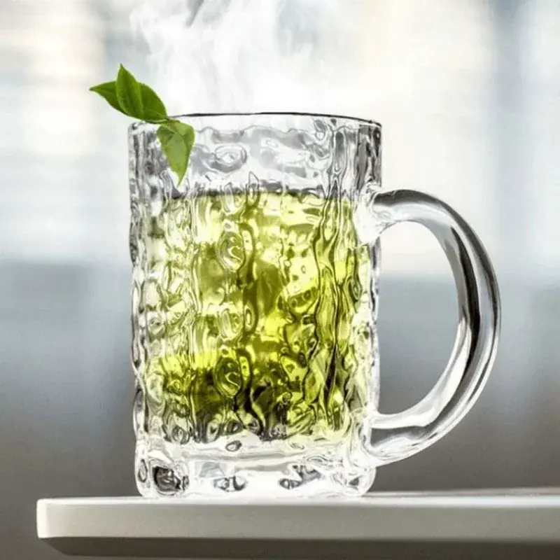 330/360ML Beer Glasses Mug Large Capacity Thick Beer Mug Glass Crystal Glass Cup Transparent With Handle for Club Bar Party Home