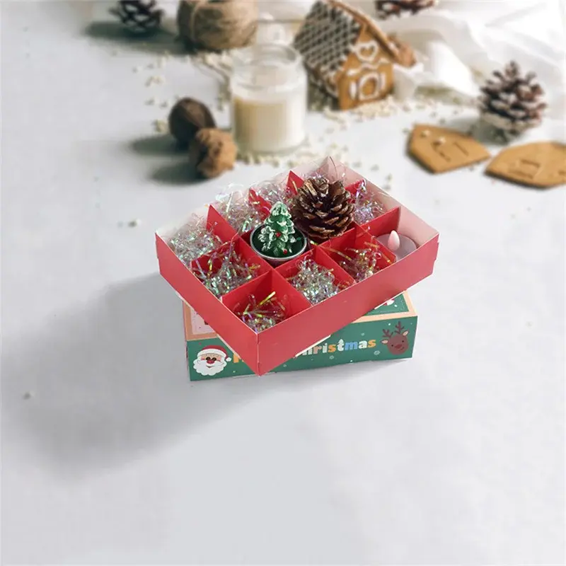 Christmas Surprise Gift Box 12 Grids Calendar Mystery Box Hand Poked Xmas Candy Packing Bags Party Xmas Kids Gift New Year Decor